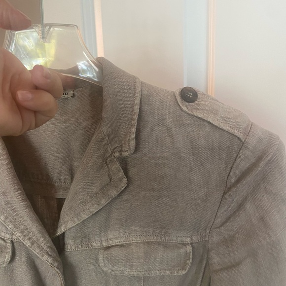 Miu Miu linen jacket, with real leather trim - Picture 3 of 3